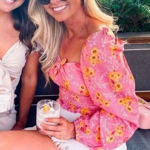 Vici Pink & Yellow Floral Top